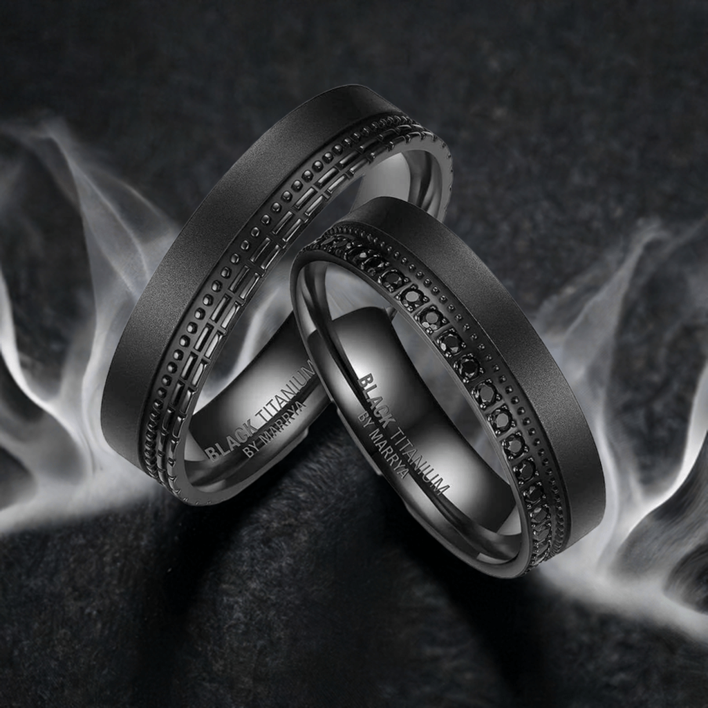 Partnerringe schwarz Black Titanium Marrya BT-10