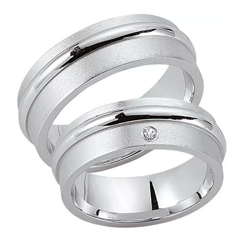 Schwarz Trauringe / Partnerringe Silber 925 Zirkonia SW925-043 Sterlingsilber sandmatt