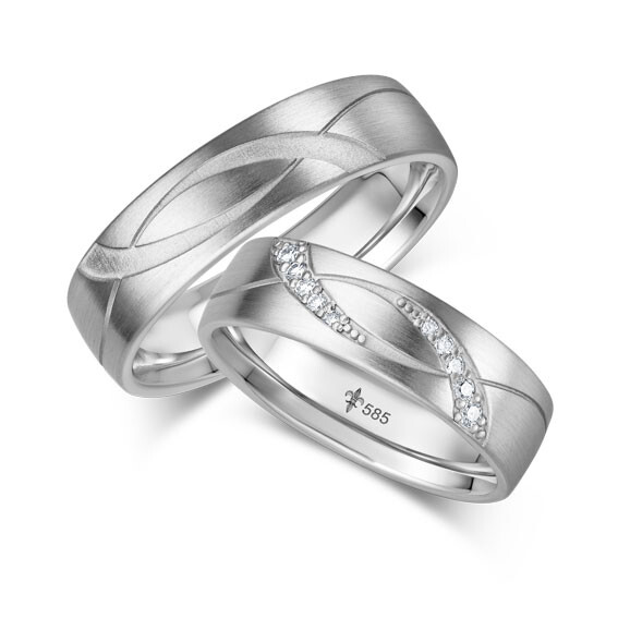 Giloy Trauringe Edith Weißgold TR-0-00071 & TR-1-00071