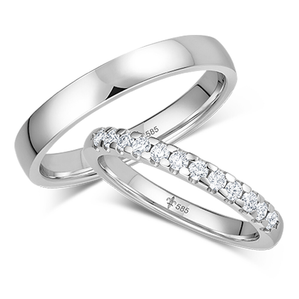 Giloy Trauringe Mireille Weißgold TR-0-00073 & TR-1-00073