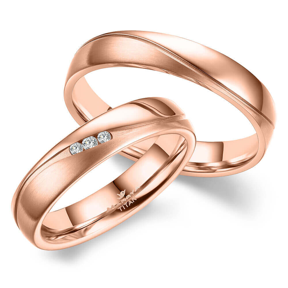 Trauringe Partnerringe Titan Roségold plattiert Zirkonia Marrya TI-36