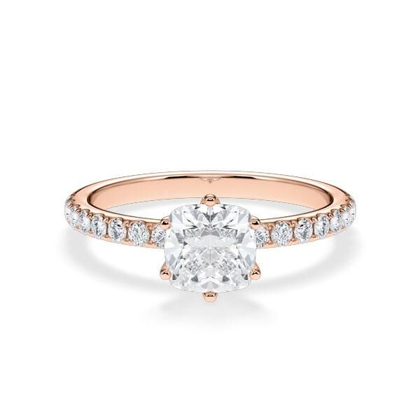 Verlobungsring Hollywood Rotgold 750 Cushion 1,270 ct Pavé – Rubin RU-1880