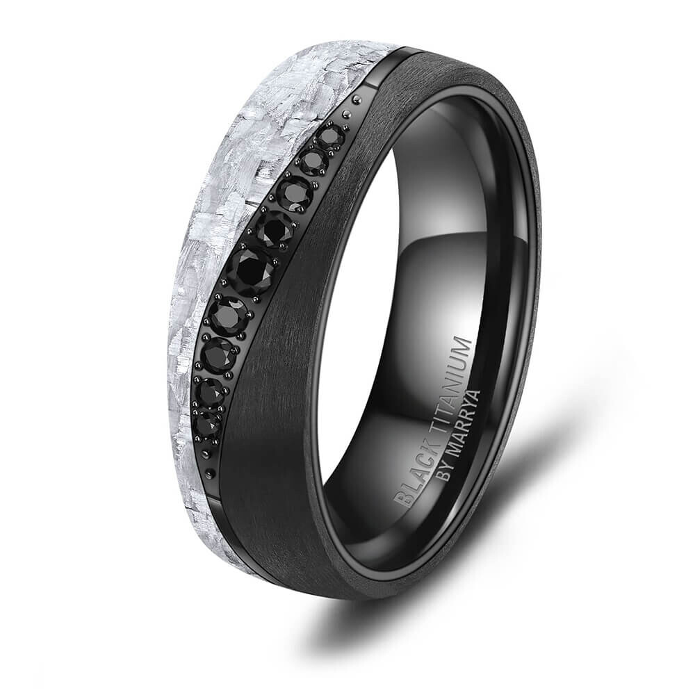 Damenring Black Titanium Carbon Zirkonia Marrya BT-13