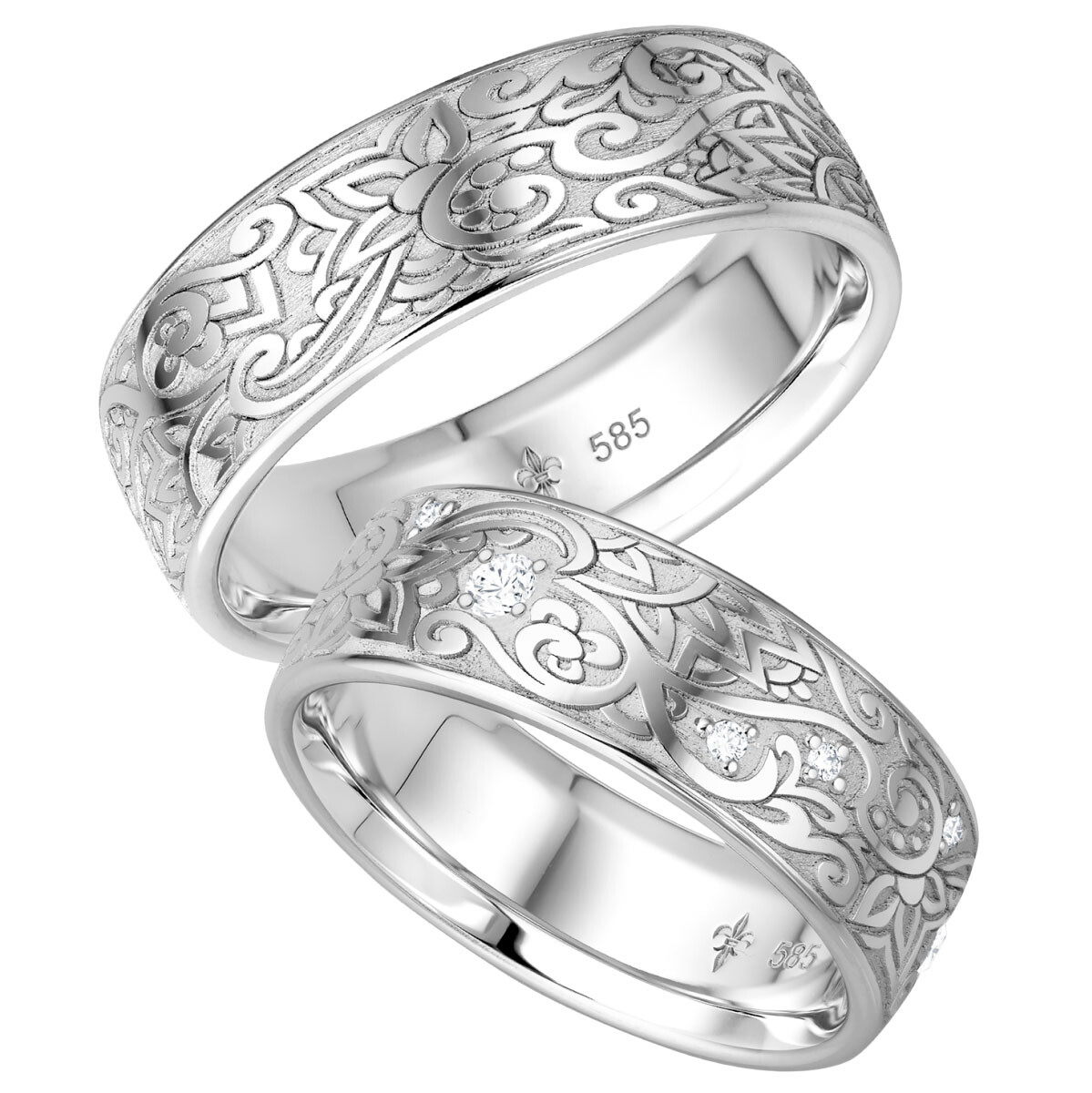 Giloy Trauringe Weißgold Modell 48 Estelle lupenrein