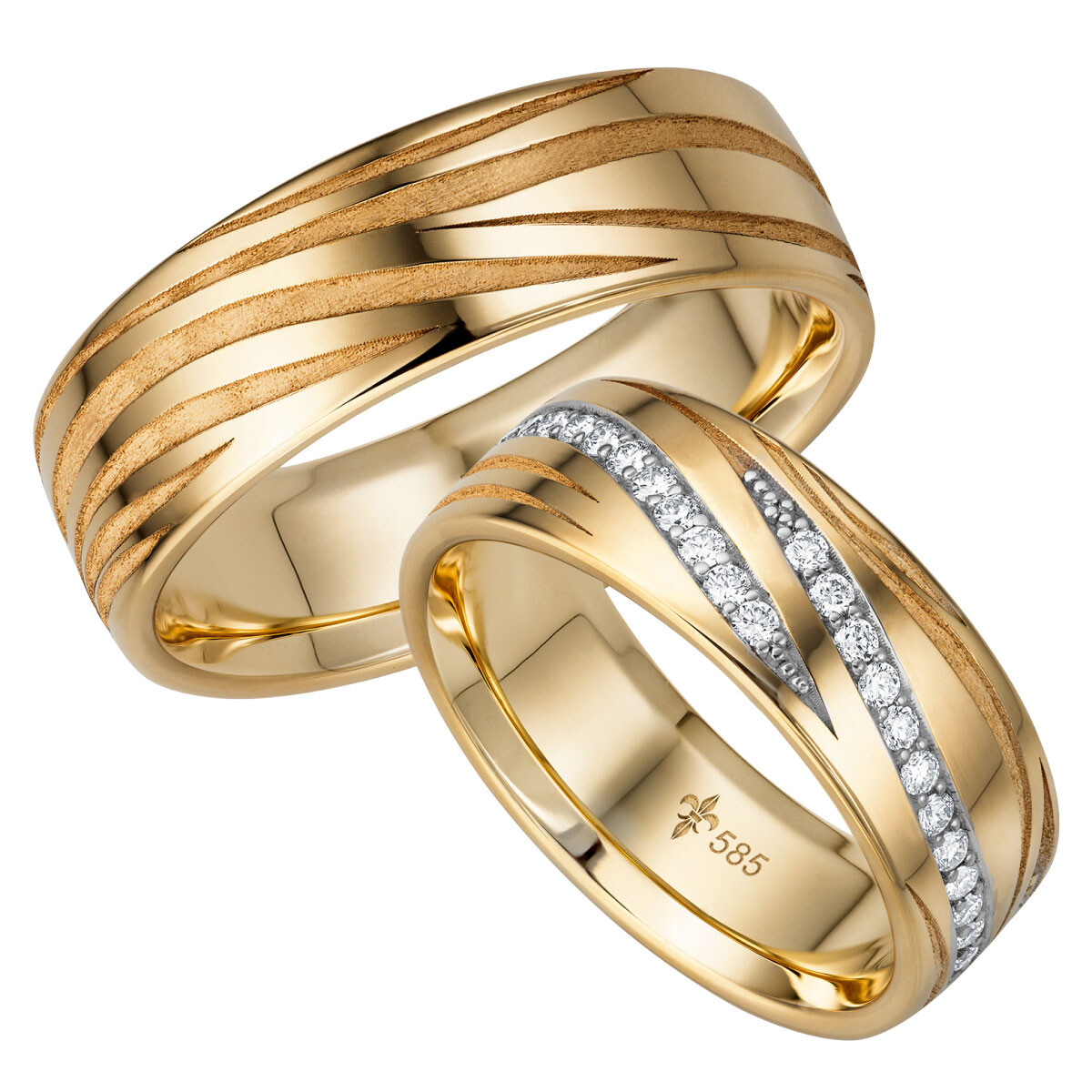 Giloy Trauringe TR-0-00043 & TR-1-00043 Paulette Gelbgold