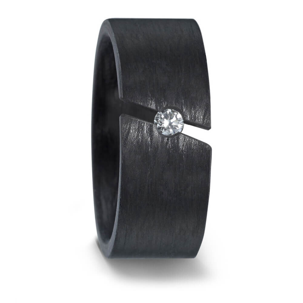 Damenring aus purem Carbon mit Diamant 59625