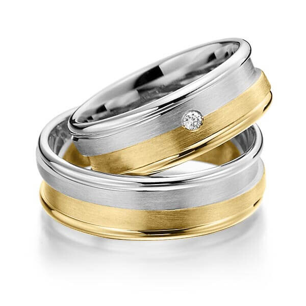 Design Trauringe Platin Gelbgold Brillant Rubin RU-1491