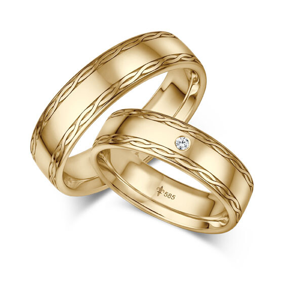 Giloy Trauringe TR-0-00072 & TR-1-00072 Marie Gelbgold