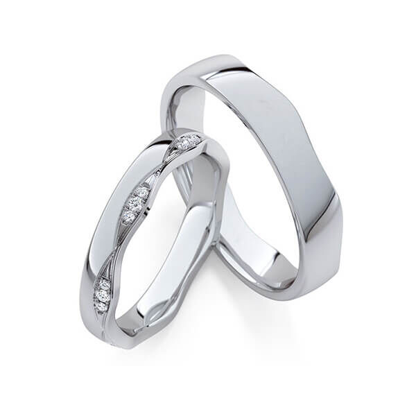 Paar Trauringe / Eheringe Graugold 585/- zus. 0,140 ct, tw, si - RU-1774-5