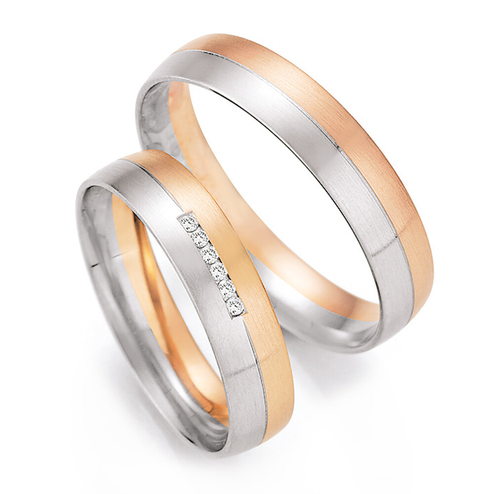Ruesch Trauringe 66/43150 & 66/43160 Weißgold & Rotgold