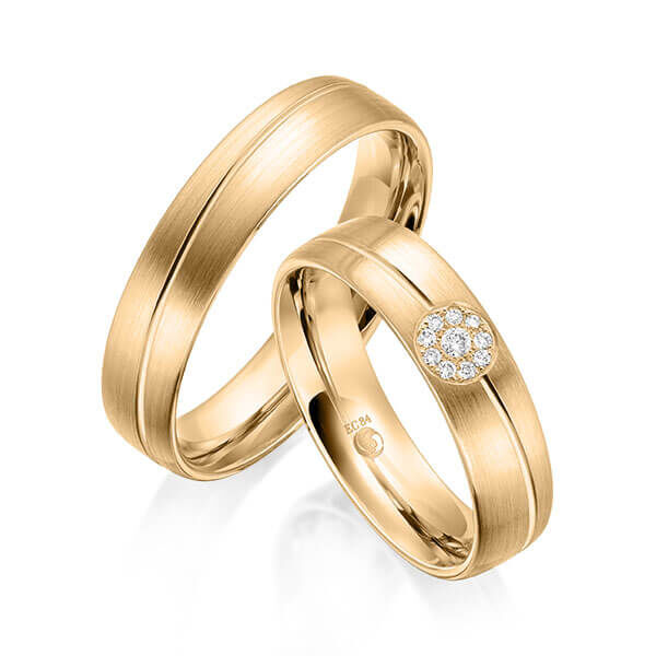 Paar Trauringe / Eheringe Roségold 375/- zus. 0,070 ct, tw, si - RU-1604-6