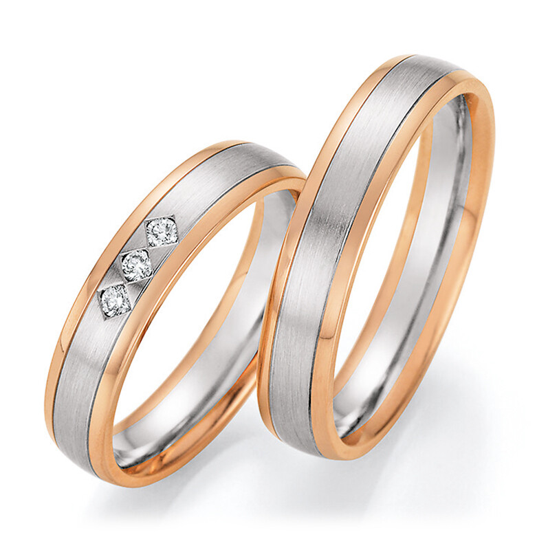 Collection Ruesch Trauringe Bicolor Palladium / Rotgold 66/60150 & 66/60160