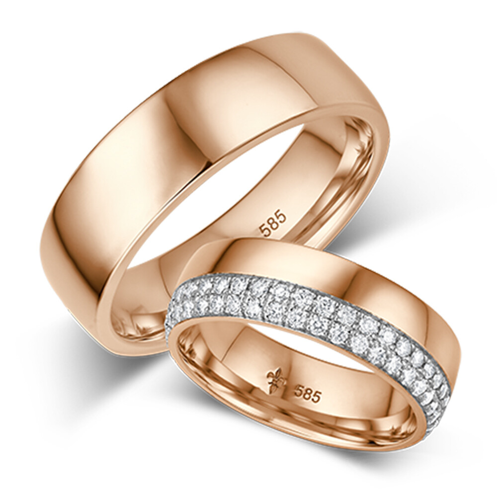 Giloy Trauringe TR-0-00006 & TR-1-00006 Luisa Rotgold