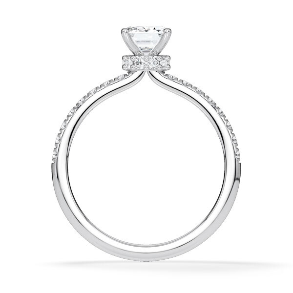 Ring Veiled Halo Emerald Diamant Platin Rubin 1890