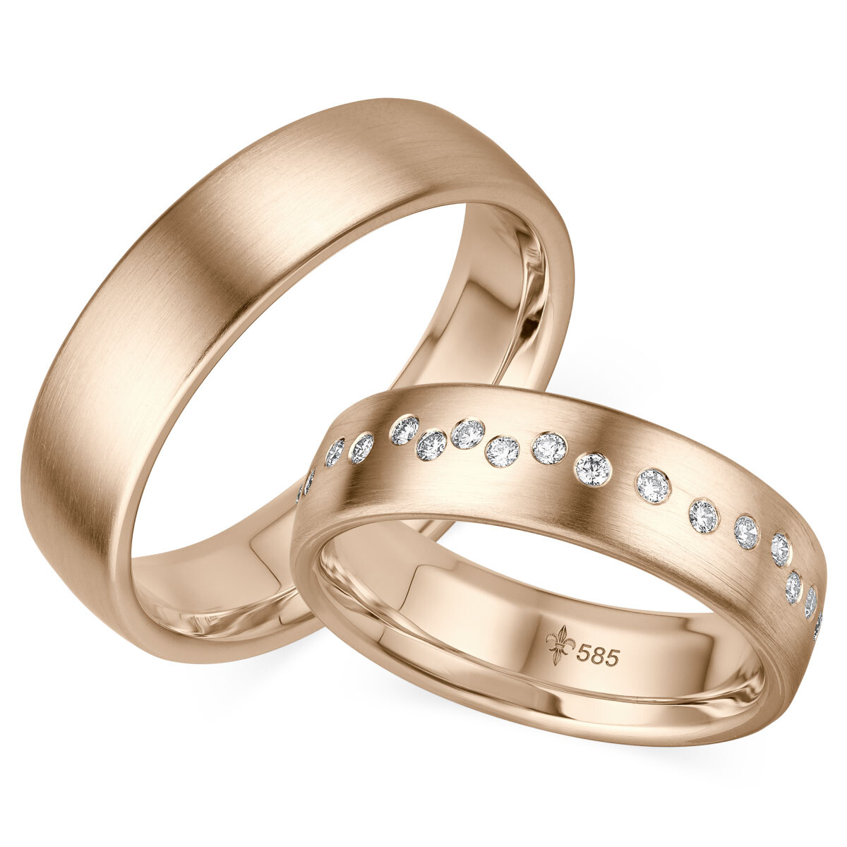 Giloy Trauringe TR-0-00028 & TR-1-00028 Blanche Roségold