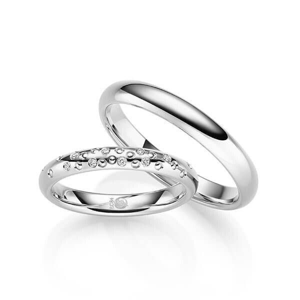 Paar Trauringe / Eheringe außen Palladium 585/- , innen Palladium 585/- zus. 0,040 ct, tw, si - RU-1711-9