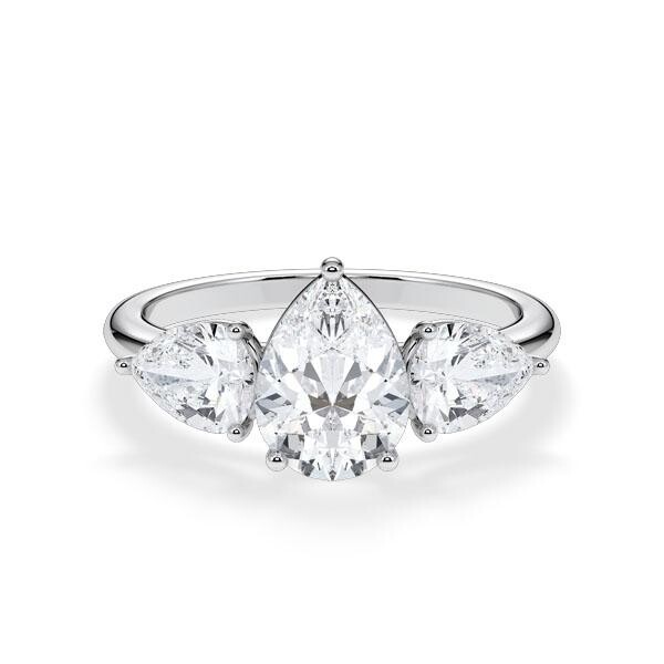 Diamantring Three Stone Tropfen Pear Platin Rubin RU-1876