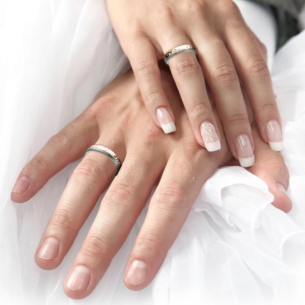 Eheringe Hammerschlag Platin Roségold Honeymoon Ruesch 66/67050 & 66/67060