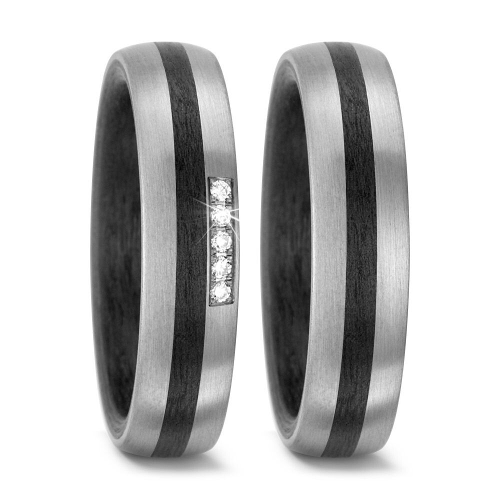 Trauringe Partnerringe Carbon Palladium Brillant TitanFactory 59320