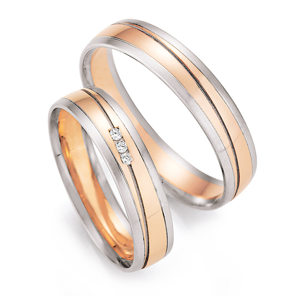 Ruesch Trauringe 66/43170 & 66/43180 Weißgold & Rotgold