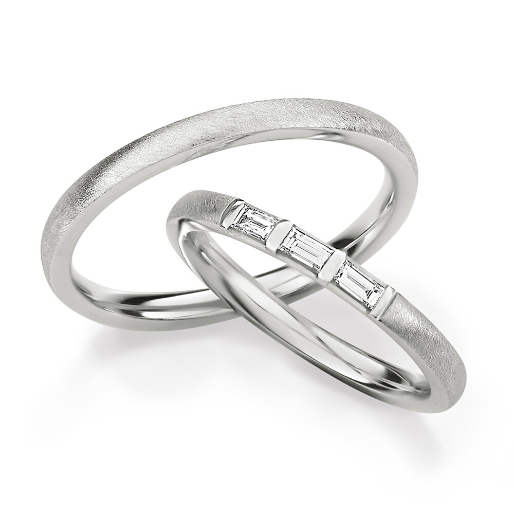 Max Kemper Trauringe Weißgold eismatt Baguette 70414