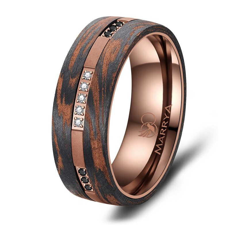Breiter Damenring Carbon Bronce Design Marrya CB-08