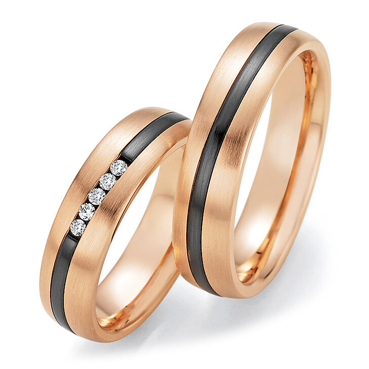 Collection Ruesch Trauringe Bicolor 14/10150 & 14/10160 Rotgold Zirconium