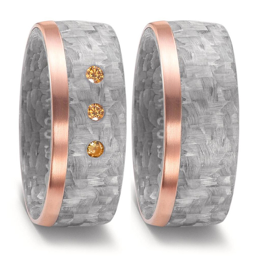 Trauringe Carbon grau Brillant Cognac TitanFactory 52631