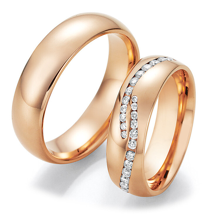 Collection Ruesch Trauringe Roségold 585 Brillant 02/50010 & 02/50020 La Bellezza