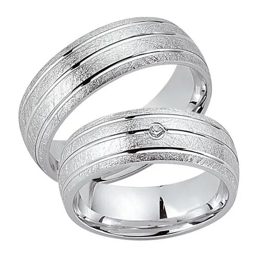Schwarz Trauringe / Partnerringe Silber 925 Zirkonia SW925-029 Sterlingsilber kreismatt