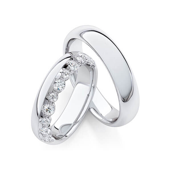 Trauringe Memoire Palladium 950 Brillant zus. 0,475 ct. tw, si Rubin RU-1763