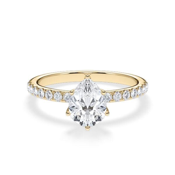 Verlobungsring Hollywood Gelbgold 750 Tropfen 1,270 ct Pavé – Rubin RU-1884