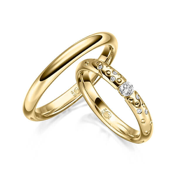 Paar Trauringe / Eheringe Gelbgold 333/- zus. 0,130 ct, tw, si - RU-1631-2