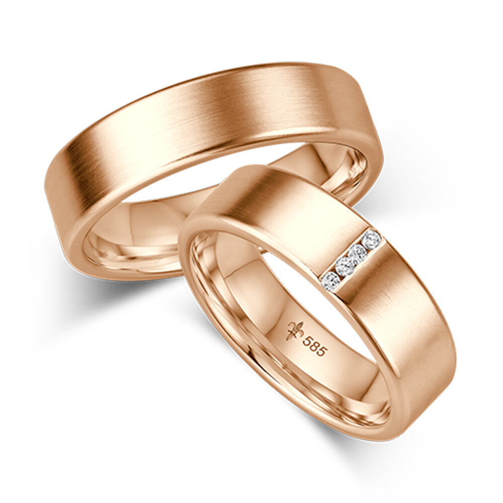 Giloy Trauringe Juliette TR-0-00007 & TR-1-00007 Rotgold