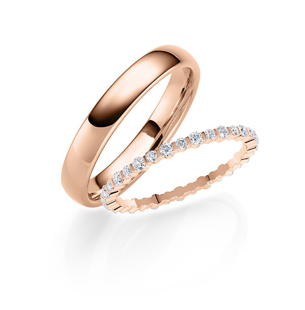 Paar Trauringe / Eheringe Rotgold 333/- zus. 0,570 ct, tw, si - RU-1825-4