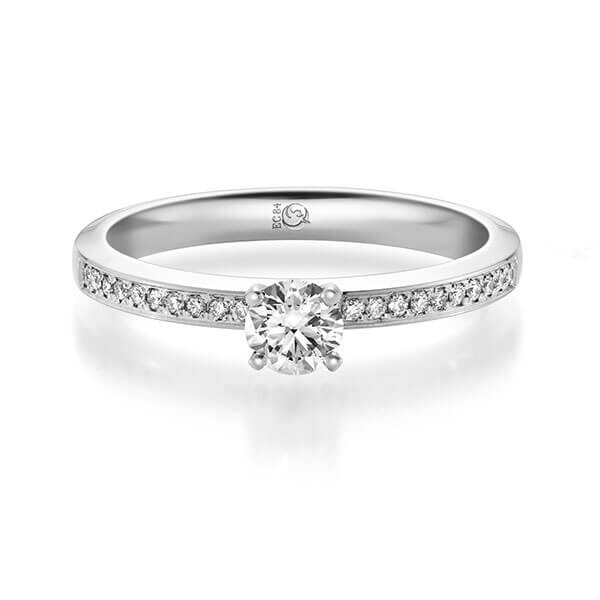 Diamantring Graugold 375 zus. 0,400 ct, Lab-Grown & tw,si Brillant Rubin RU-1713-11