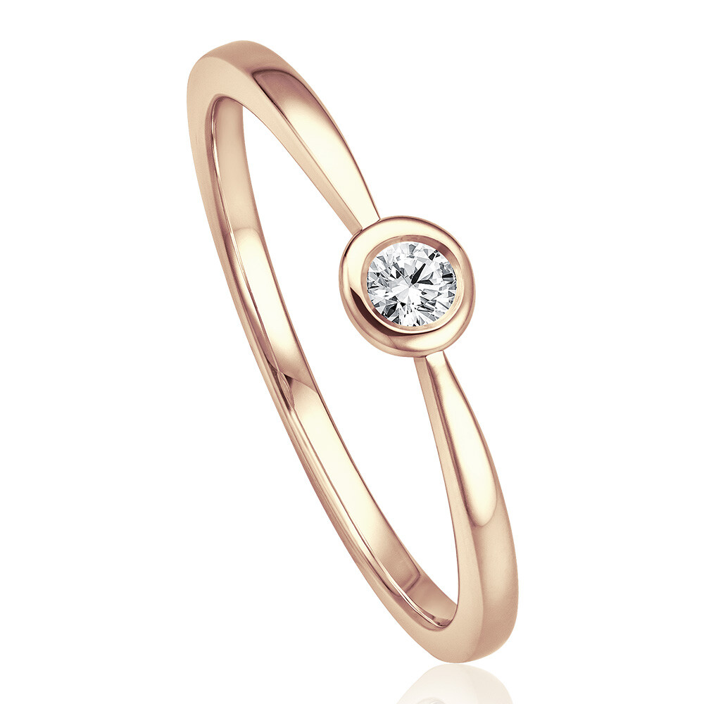 bella luce Solitaire Ring Roségold Brillant 0.090 ct. w/si