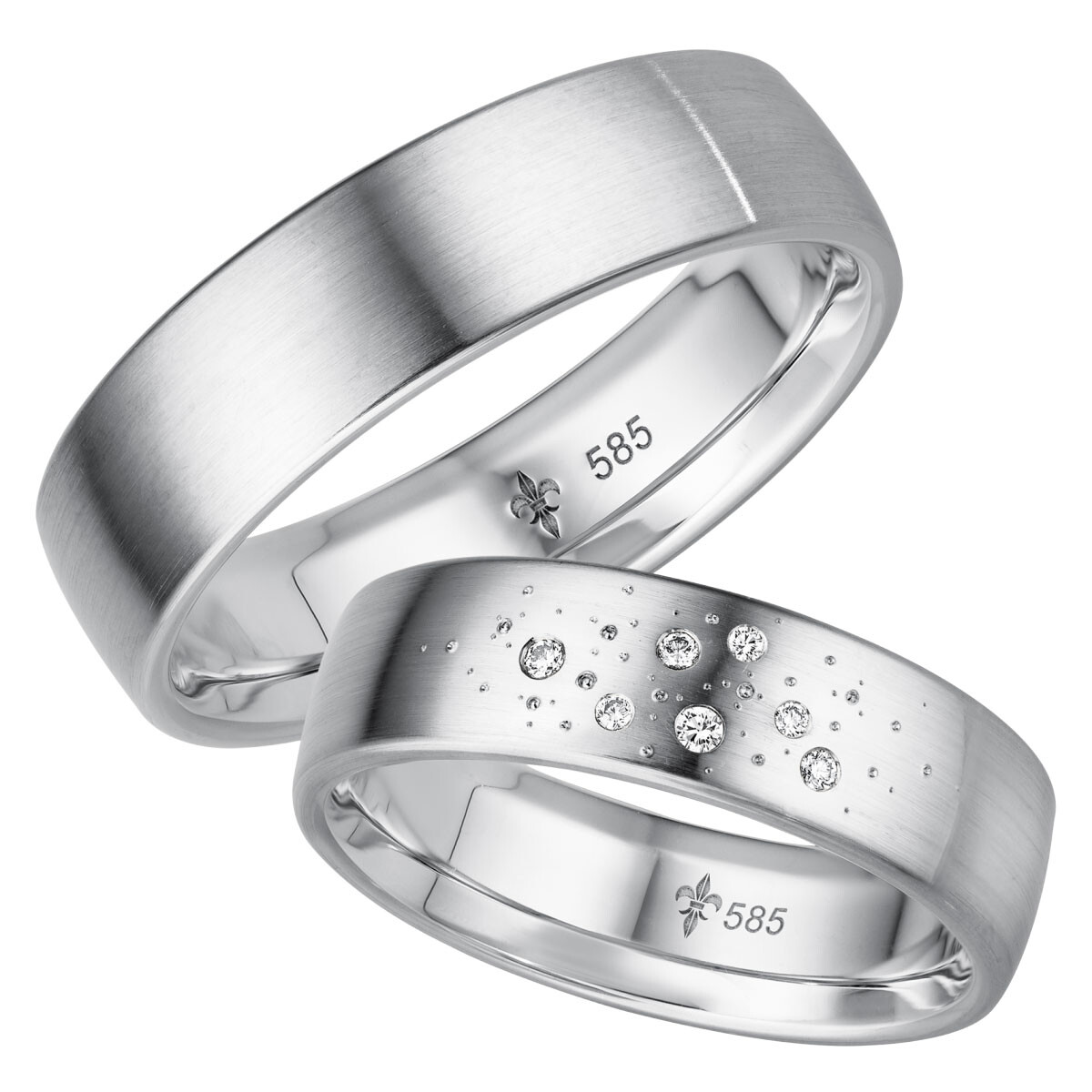 Giloy Trauringe Ariane Weißgold TR-0-00019 & TR-1-00019