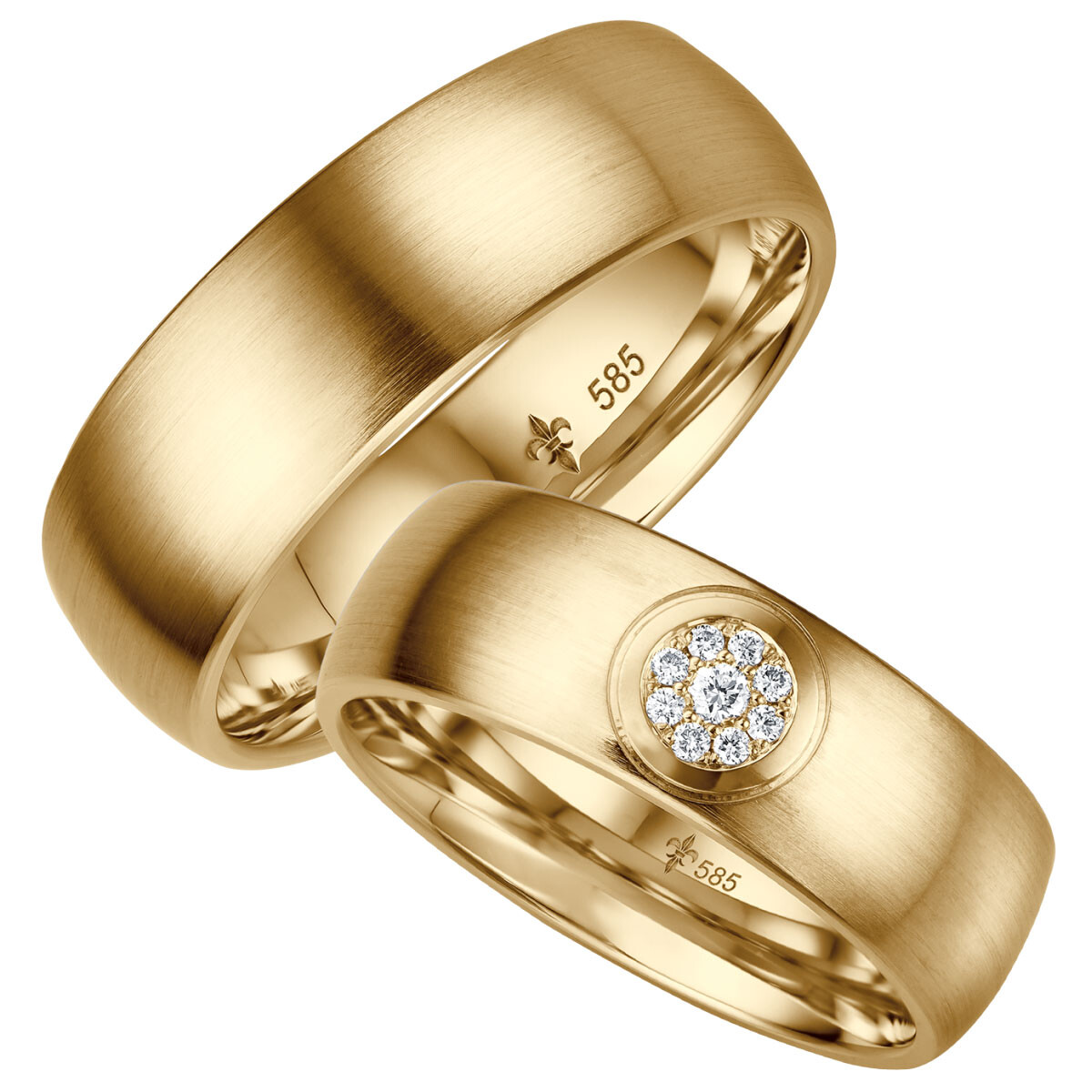 Giloy Trauringe Mila aus Gelbgold Flower Brillant