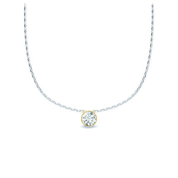 Collier Weißgold 585 Gelbgold 585 Brillant zus. 0,100 ct, tw, si Rubin RU-1583-4