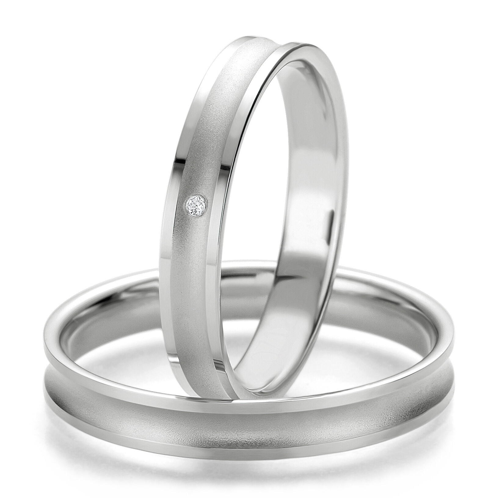 Trauringe Eheringe Weißgold Smart Line Slim Breuning 48/07125 & 48/07126