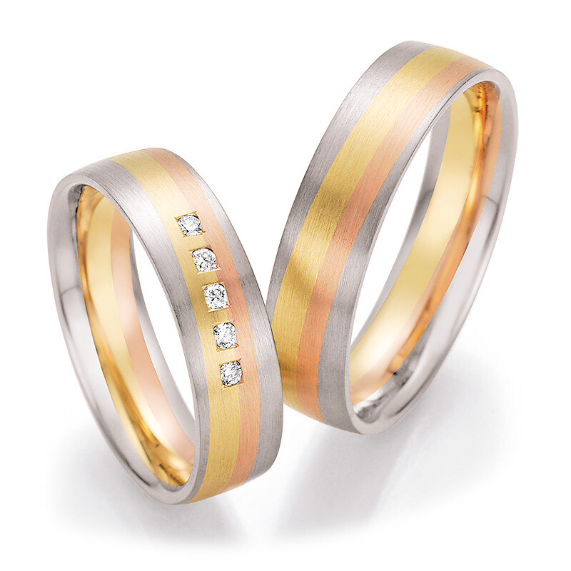 Trauringe Tricolor Sunrise Ruesch 66/44150 & 66/44160 Brillant