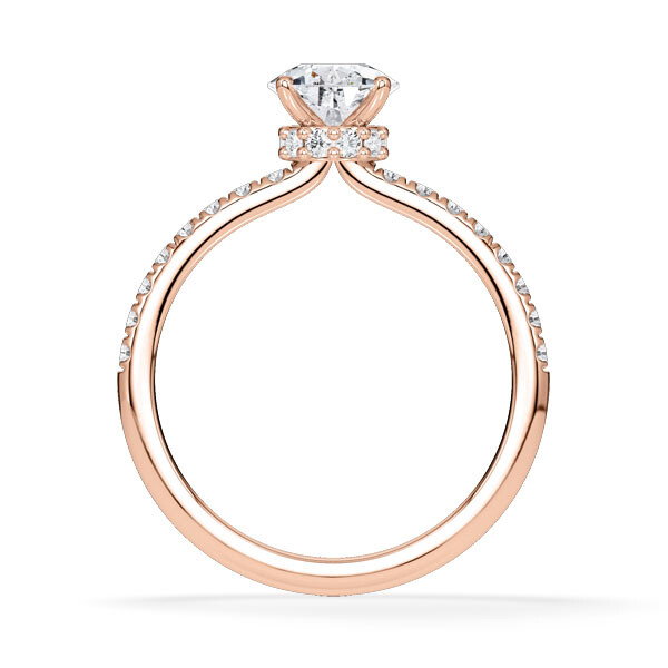 Ring Veiled Halo Tropfen Diamant Rotgold Rubin 1894