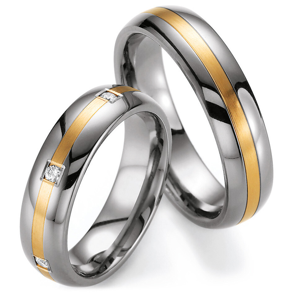 Ruesch Trauringe 78/80050-055 & 78/80060-055 aus Gelbgold 585 & Titan