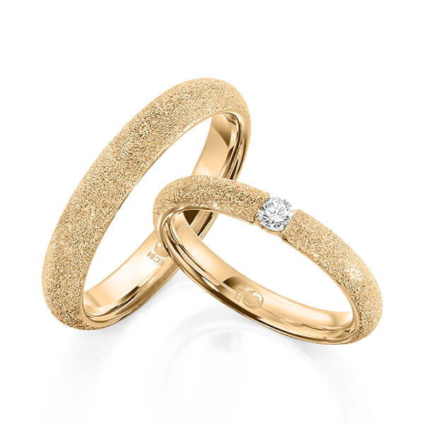 Paar Trauringe / Eheringe Roségold 375/- zus. 0,100 ct, tw, si - RU-1610-1