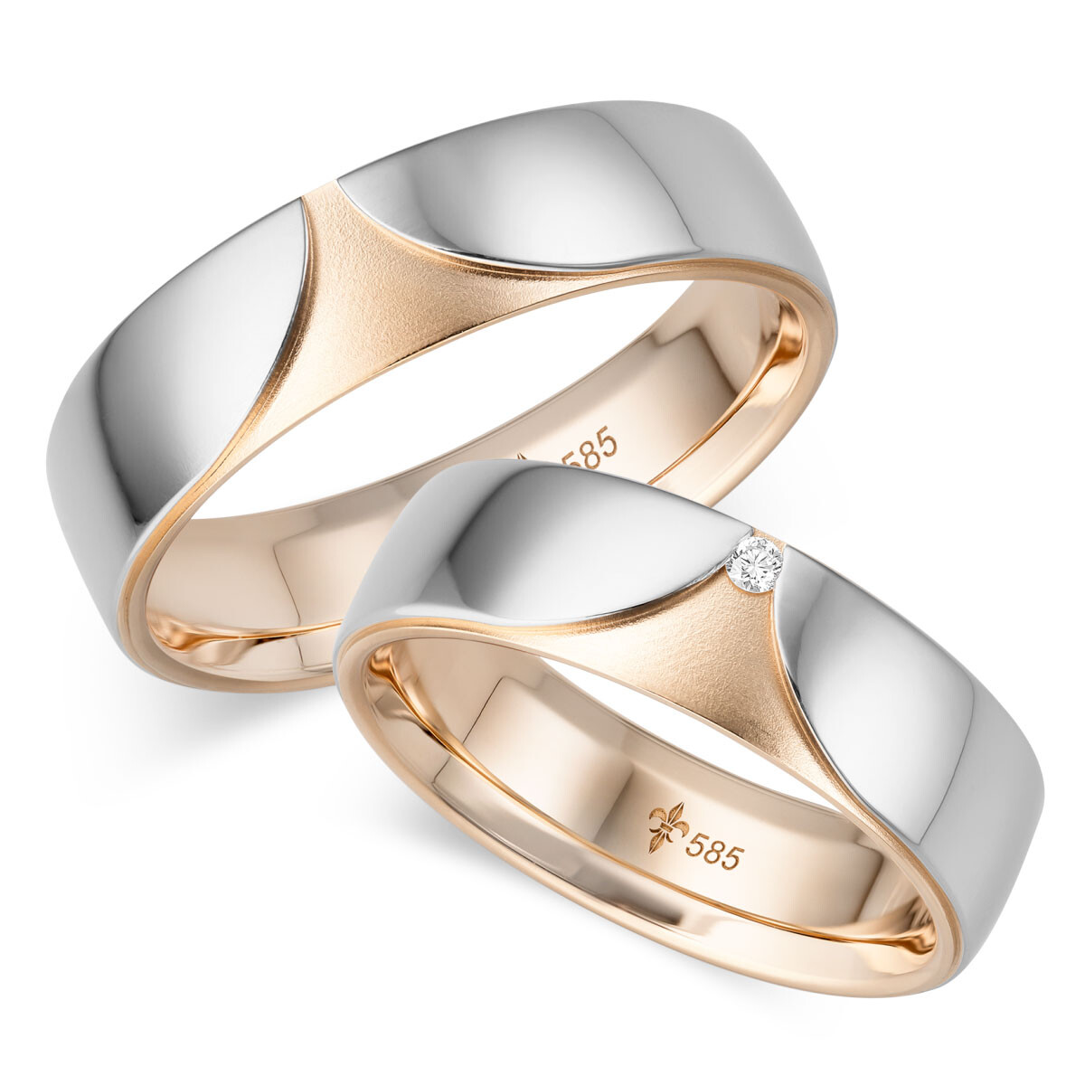 Giloy Trauringe Sophie Weißgold & Roségold TR-0-00011 & TR-1-00011