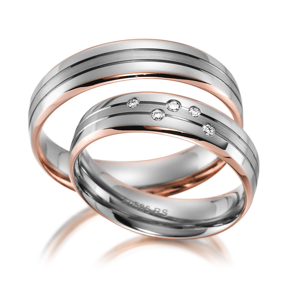Sickinger Trauringe mit Randfugen Weißgold & Rotgold SC-1160-1