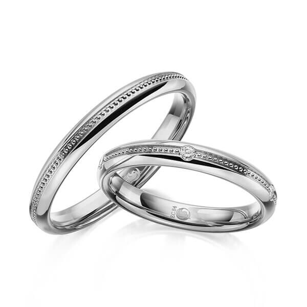 Paar Trauringe / Eheringe Palladium 585/- zus. 0,100 ct, tw, si - RU-1620-18