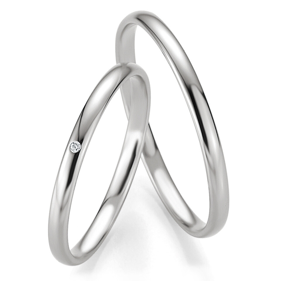 Trauringe Weißgold Basic Slim Breuning 48/04303 & 48/04304