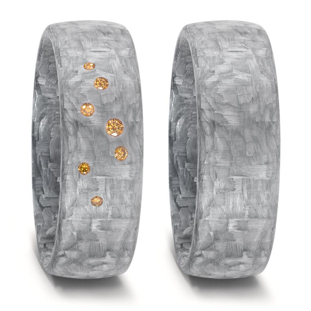 Trauringe Carbon grau Brillant Cognac TitanFactory 52627